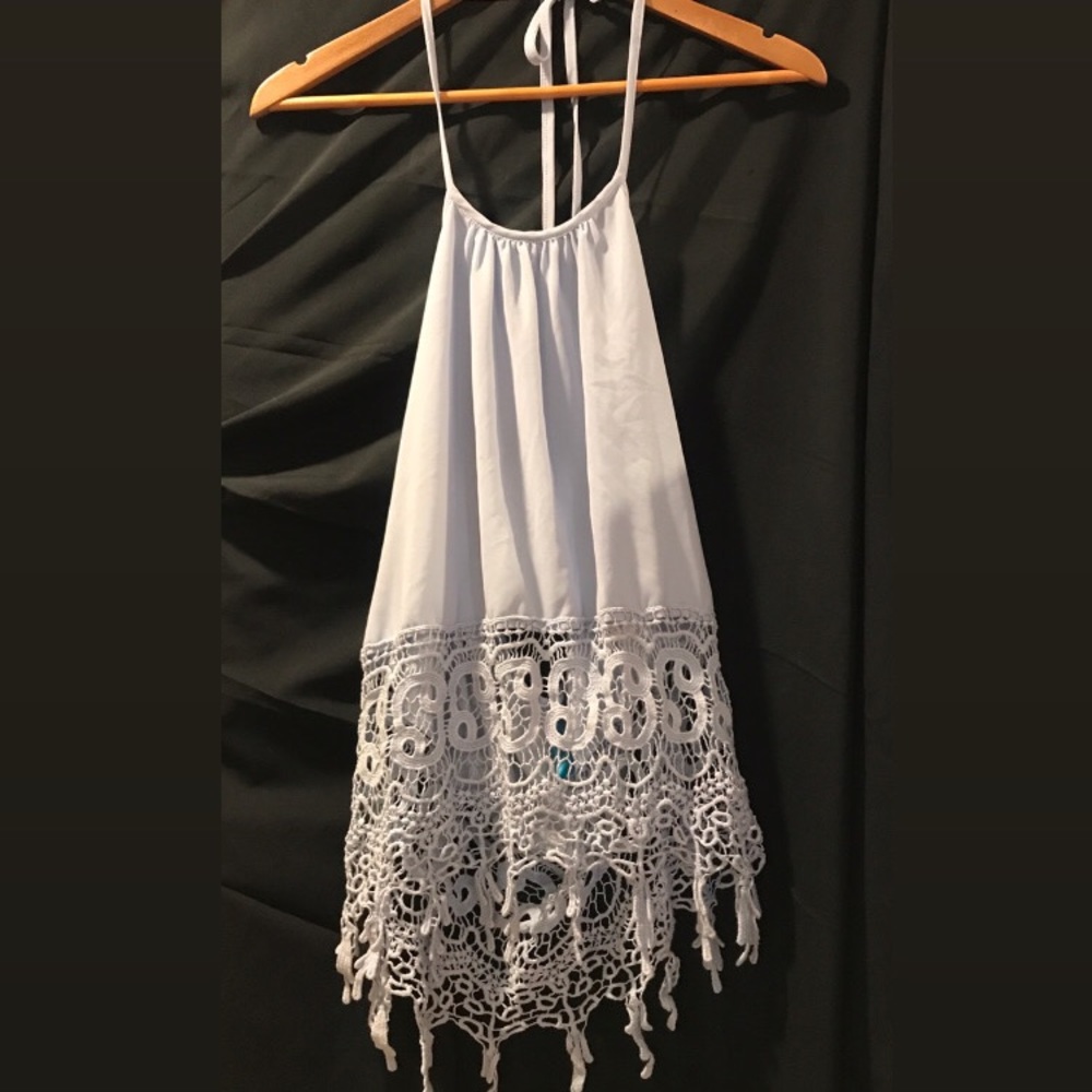 Baby blue crochet top size medium worn once